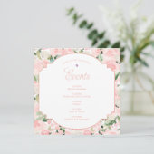 Waterverf Bloemen Blush Roze Vlinderfeest Programmakaart (Staand voorkant)