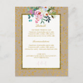 Waterverf Bloemen Blush Rozen Boho Wedding Gold Aankondigingskaart (Voorkant)