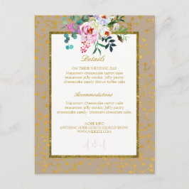 Waterverf Bloemen Blush Rozen Boho Wedding Gold Aankondigingskaart