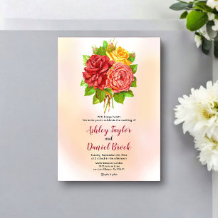 Waterverf Bloemen Boeket Blush Roze Huwelijk Acryl Uitnodigingen