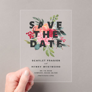 Waterverf Bloemen Boeket Modern Save the Date Acryl Uitnodigingen
