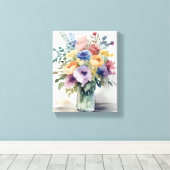 Waterverf Bloemen Boeket Schilderij Canvas Afdruk (Insitu (Houten vloer))