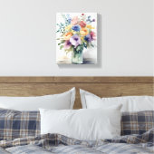 Waterverf Bloemen Boeket Schilderij Canvas Afdruk (Insitu (Slaapkamer))