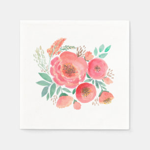 Waterverf bloemen, boeket . servet
