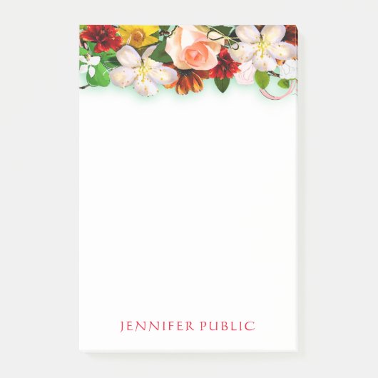 Waterverf Bloemen Boeket Sjabloon Elegant Post-it® Notes (Voorkant)