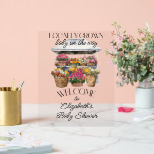 Waterverf Bloemen Boer's Market Shower Welkom Acryl Bord