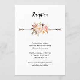 Waterverf Bloemen Boheemse Bruiloft Receptie Kaart