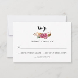 Waterverf Bloemen Boheemse Land Schuur Bruiloft RSVP Kaartje