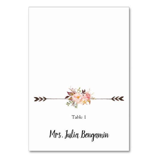 Waterverf Bloemen Boheemse Trouwplaats Kaart (Voorkant)