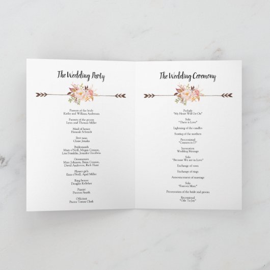 Waterverf Bloemen Bohemian Elegant Bruiloft Boho Programma (Binnen)