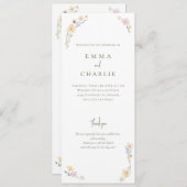 Waterverf Bloemen Boho Ceremonie Huwelijk Programmakaart (Voorkant / Achterkant)