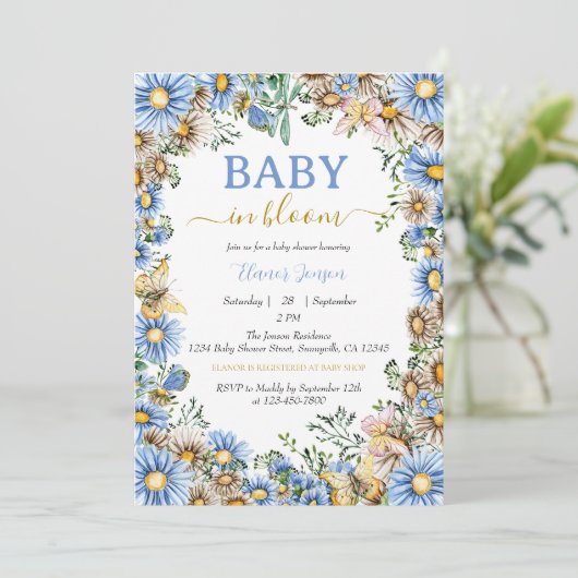 Waterverf Bloemen Boho rustiek Boy Baby shower Kaart (Staand voorkant)