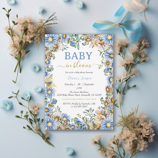 Waterverf Bloemen Boho rustiek Boy Baby shower Kaart