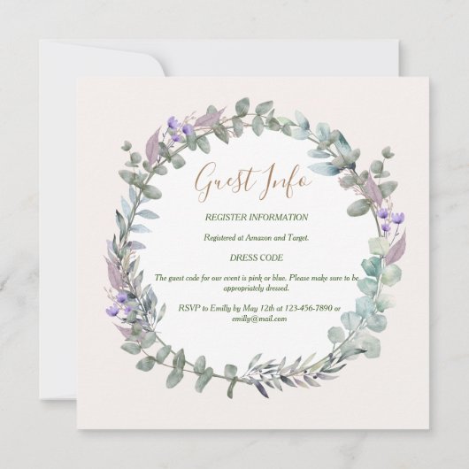 Waterverf Bloemen Boho Rustiek Geslacht Onthullen Kaart (Achterkant)