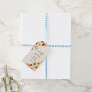 Waterverf Bloemen Boho Trouwfoto Dank u Cadeaulabel