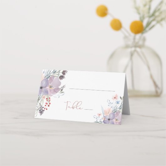 Waterverf Bloemen Boho Wildbloemen Tafelbruiloft Plaatskaartje (Voorkant)