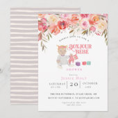 Waterverf Bloemen Bonjour Meisje Baby 2 Kaart (Voorkant / Achterkant)