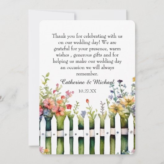 Waterverf Bloemen Boog Tuin Groen Bedankkaart (Achterkant)