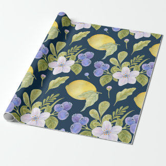 Waterverf bloemen, bosbes en zure cadeaupapier