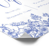 Waterverf Bloemen Botanisch Blauw Bloemen Wifi Sig Poster (Hoek)