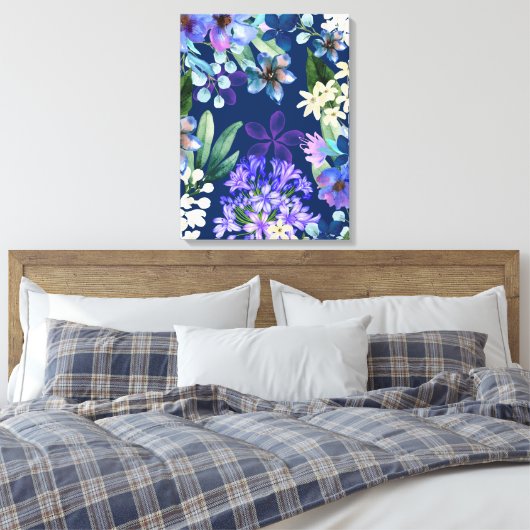 waterverf Bloemen Botanisch gebladerte groen Canvas Afdruk (Insitu (Slaapkamer))