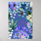 waterverf Bloemen Botanisch gebladerte groen Poster (Voorkant)