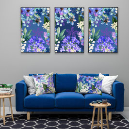 waterverf Bloemen Botanisch gebladerte groen Poster