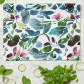 Waterverf bloemen botanisch patroon monogram theedoek (Gevouwen)