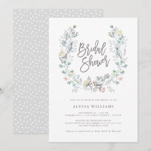 Waterverf Bloemen Botanische krans | VRIJGEZELLENF Kaart (Voorkant / Achterkant)