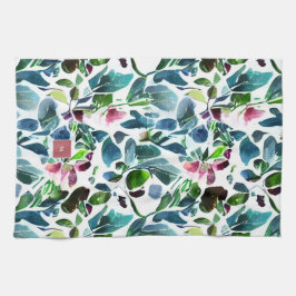 Waterverf bloemen botanische monografie theedoek