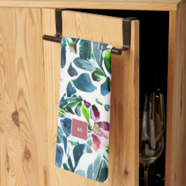 Waterverf bloemen botanische monografie theedoek