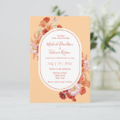 waterverf Bloemen Botanische Rode sinaasappels bru Kaart (Staand voorkant)