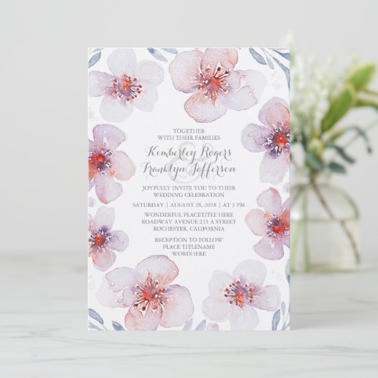 Waterverf Bloemen - Botanische Tuin Moderne Trouwd Kaart (Staand voorkant)