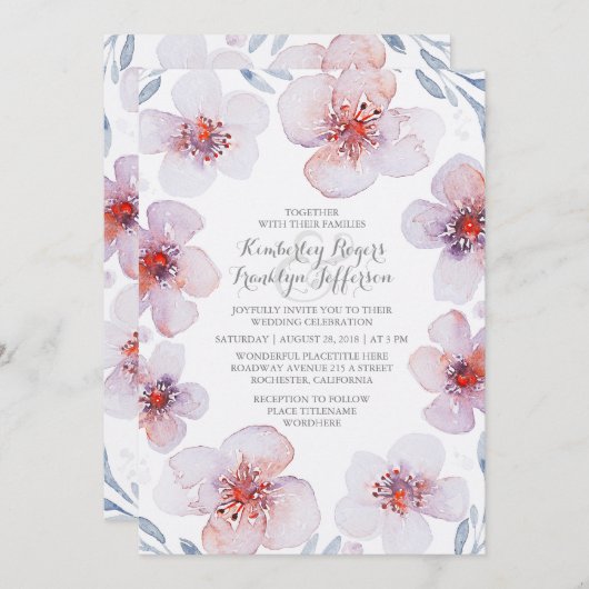 Waterverf Bloemen - Botanische Tuin Moderne Trouwd Kaart (Voorkant / Achterkant)