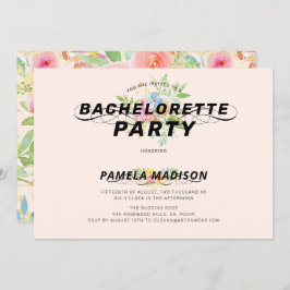 Waterverf bloemen bouquet en moderne typografie kaart