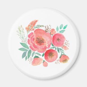Waterverf bloemen, bouquet. magneet