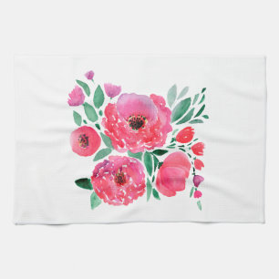 Waterverf bloemen, bouquet. theedoek