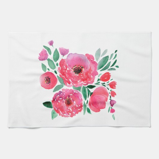Waterverf bloemen, bouquet. theedoek (Horizontaal)
