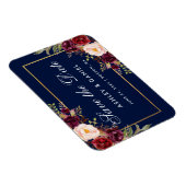 Waterverf Bloemen Bourgogne Blauw Save The Date Magneet (Rechterzijde)