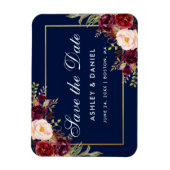 Waterverf Bloemen Bourgogne Blauw Save The Date Magneet (Verticaal)