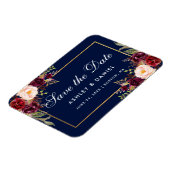 Waterverf Bloemen Bourgogne Blauw Save The Date Magneet (Linkerzijde)