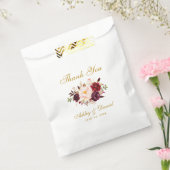 Waterverf Bloemen Bourgogne Goud Bruiloft Bedankt Bedankzakje (Gezegeld)