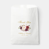 Waterverf Bloemen Bourgogne Goud Bruiloft Bedankt Bedankzakje (Voorkant)