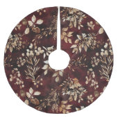 Waterverf Bloemen Bourgogne met bruin en wit Kerstboom Rok (Voorkant)
