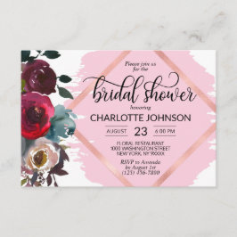 Waterverf Bloemen Bourgogne Roos Goud Vrijgezellen Kaart