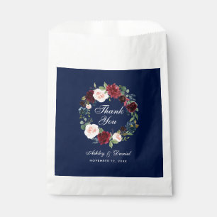 Waterverf Bloemen Bourgondië Blauw Bruiloft Bedank Bedankzakje