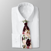 Waterverf Bloemen Bourgondië Blush Stropdas (Gebonden)