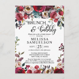 Waterverf Bloemen Bourgondië Brunch Vrijgezellenfe Kaart