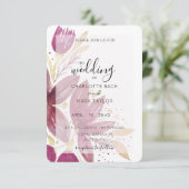 Waterverf Bloemen Bourgondië en Goud Invi Kaart (Staand voorkant)