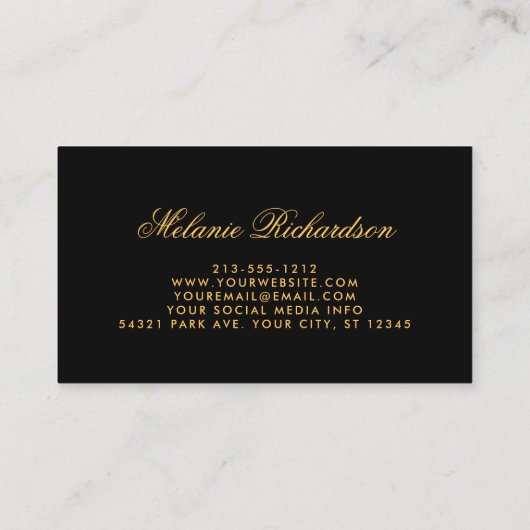 Waterverf Bloemen Bourgondië Marsala Goud Zwart Visitekaartje (Achterkant)